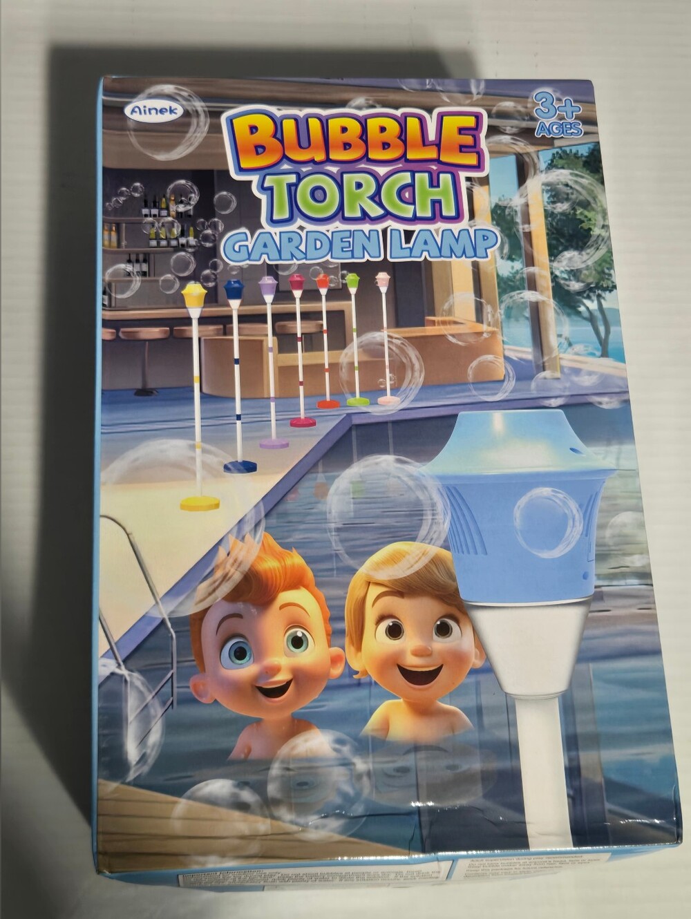 New Blue Bubble Torch Garden Lamp Bubble Machine Outdoor Toy